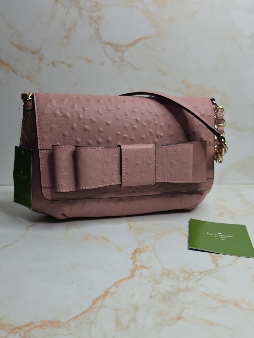 kate spade Blush Pink Bow Shoulder Bag Joleen Charm City Ostrich Rosefrost New
